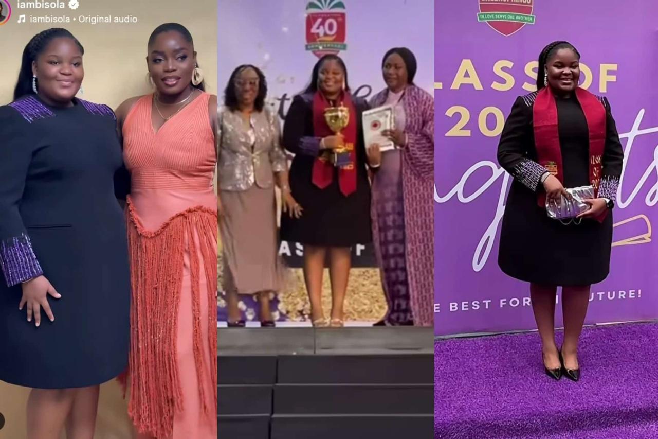 Bisola Aiyeola daughter graduates from Secondary school