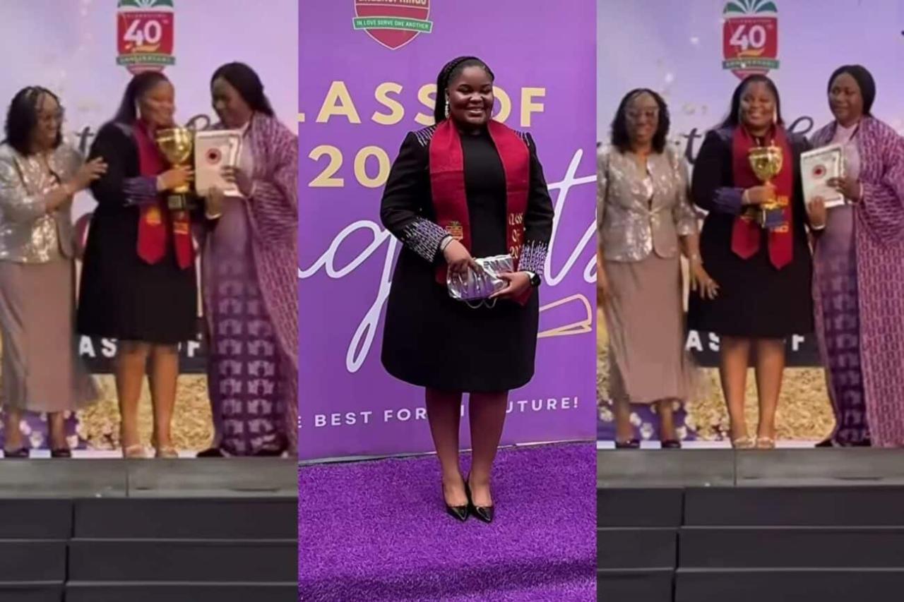 Bisola Aiyeola daughter graduates from Secondary school