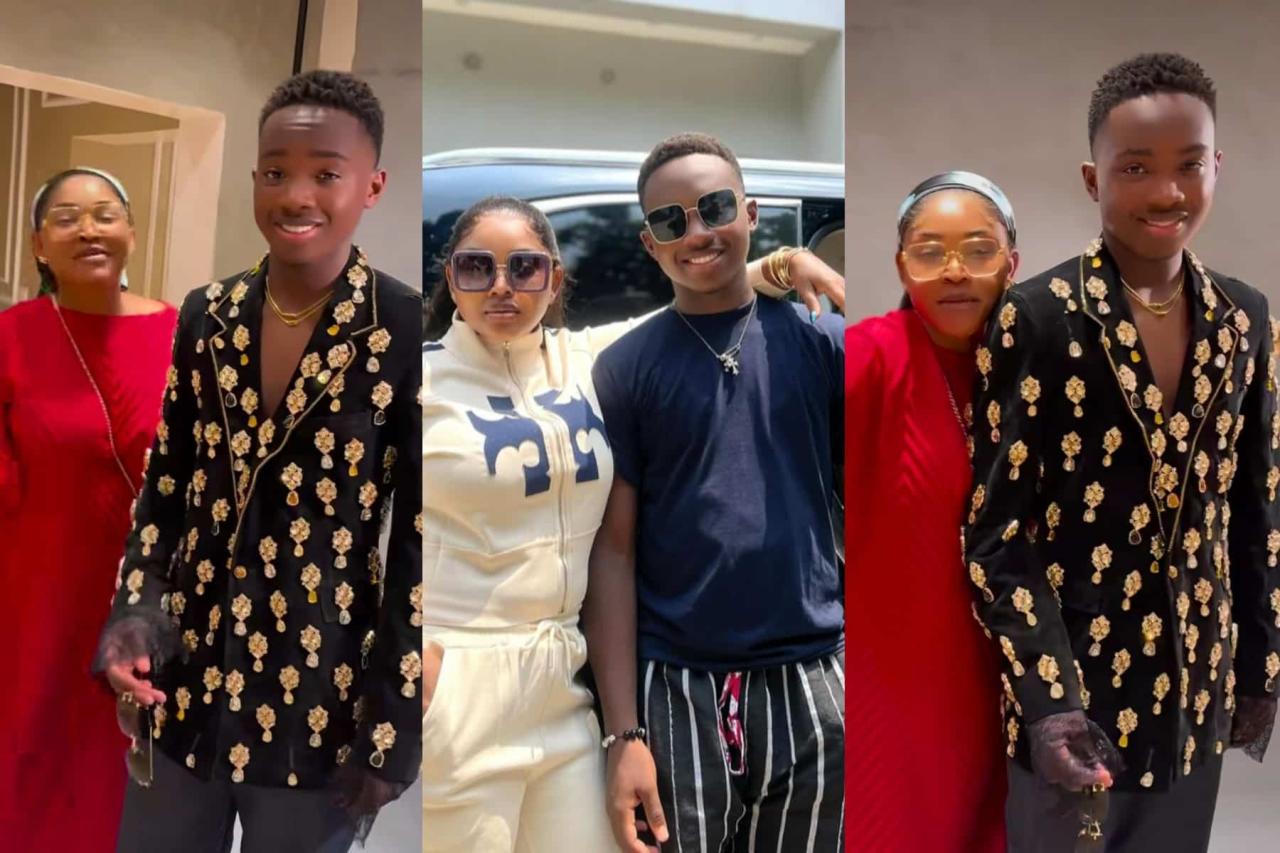 Mercy Aigbe prays to God as son turns 15