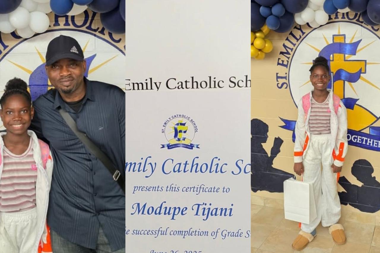Adekola Tijani daughter graduates from grade six