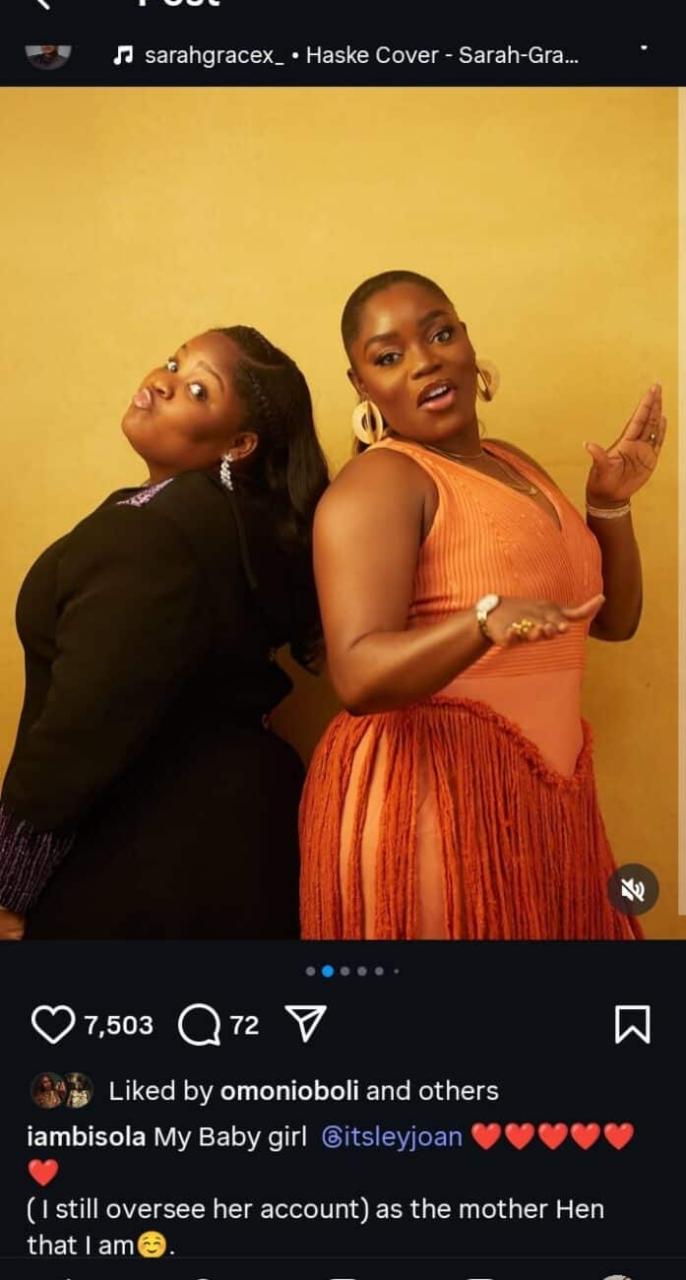 Bisola Aiyeola says she oversees her daughter's account