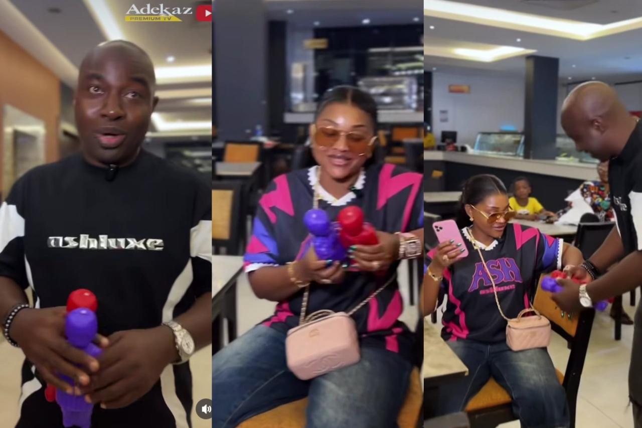 Kazim Adeoti surprises Mercy Aigbe with Labubu