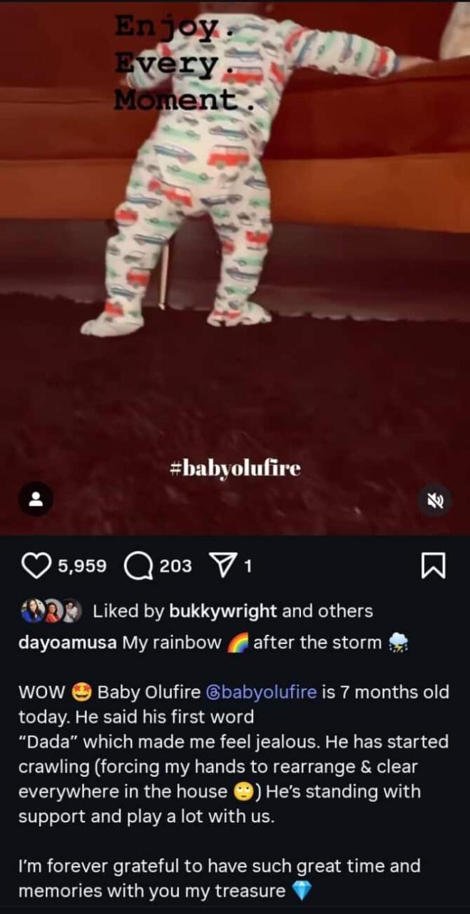 Dayo Amusa celebrates son as he turns 7 months