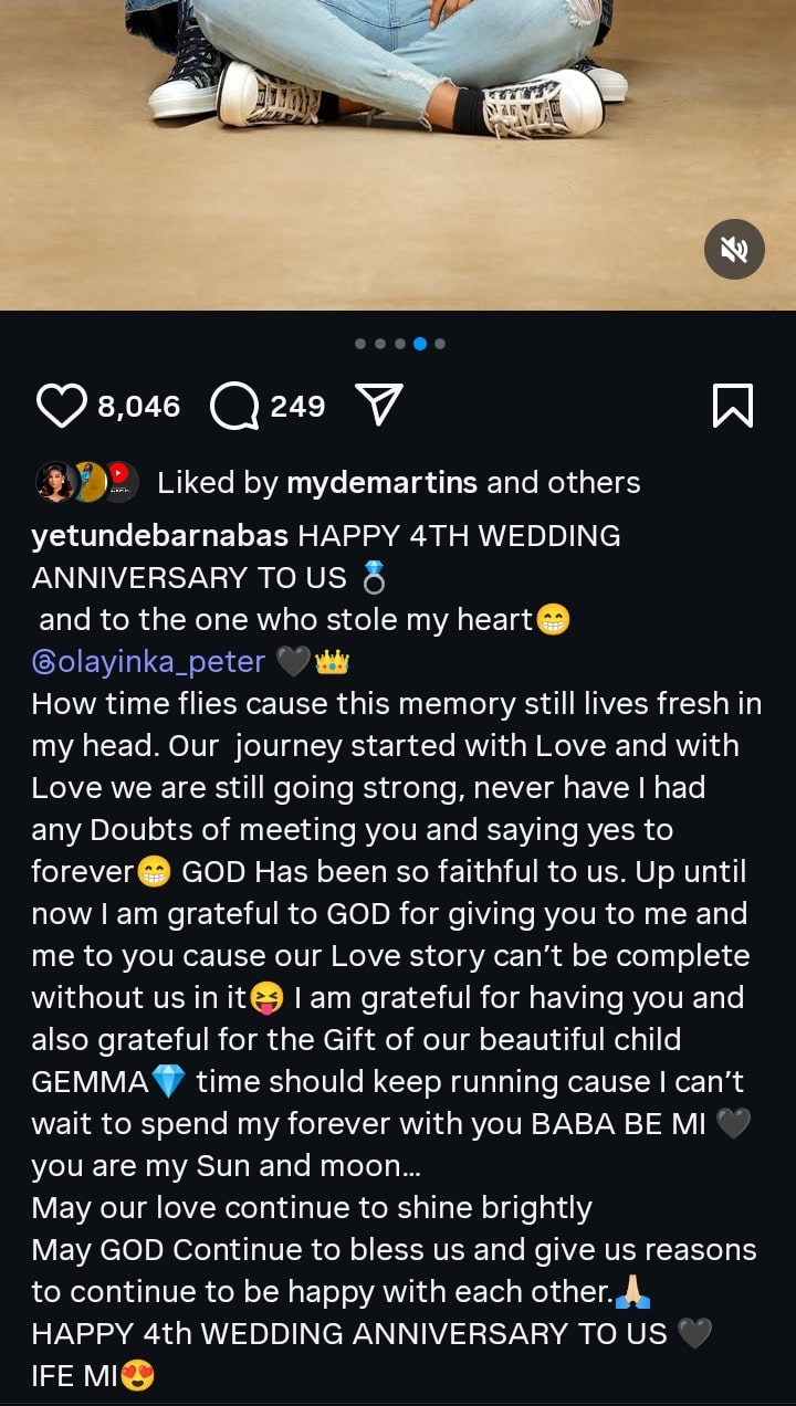 Yetunde Barnabas and husband celebrate 4th wedding anniversary