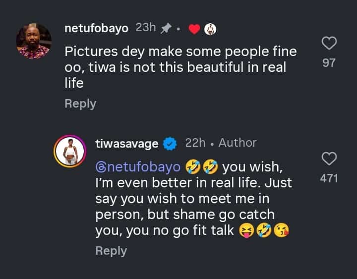 Fan slams Tiwa Savage for not being beautiful in person