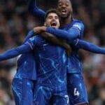 Chelsea celebrate Premier League win.