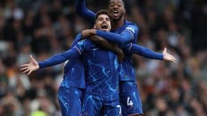Chelsea celebrate Premier League win.