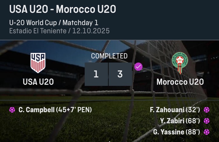 FIFA U20 World Cup Quarter-Final Results After Morocco Beat USA And France Beat Norway