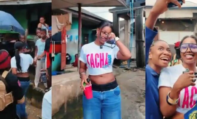 Emotional Moment as Tacha Reunites With Neighbours at Her Former Home